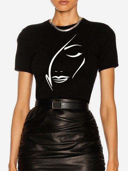 

Urban Abstract Crew Neck Short Sleeve T-Shirt, Black, Tees