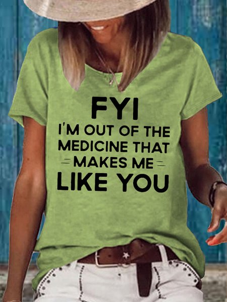 

Womens Funny FYI Crew Neck Casual T-Shirt, Green, T-shirts