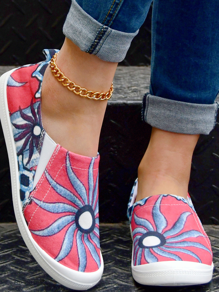 

Marine Life Graphic-Print Canvas Flat Shoes, Red, Sneakers