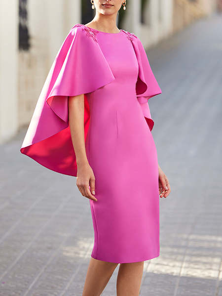 

Wrap Elegant Regular Fit Wedding Guest Dress, Pink, Wedding Guest Dresses