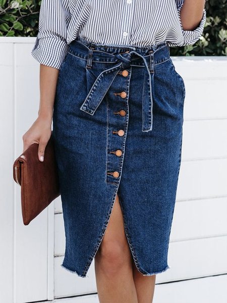 

Daily Denim Casual Regular Fit Plain Skirt, Blue, Skirts