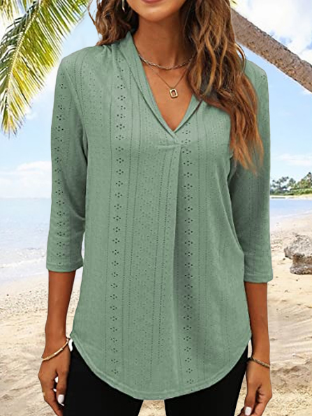 

Casual V Neck Plain T-Shirt, Green, Shirts & Blouses