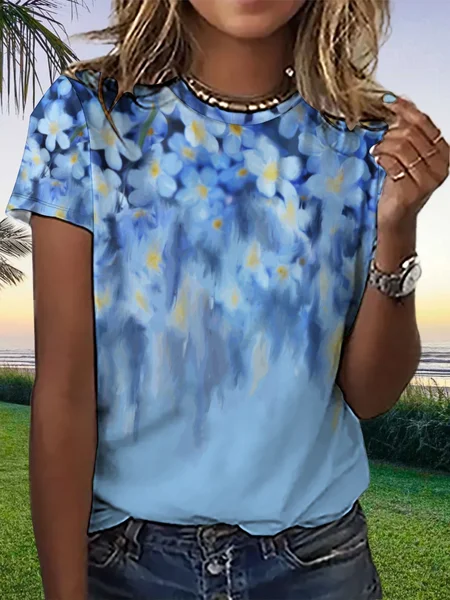 

Lilicloth x Iqs Blue Floral Women's T-Shirt, T-shirts