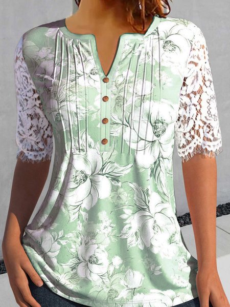 

Floral Jersey Casual Shirt, Green, Shirts & Blouses