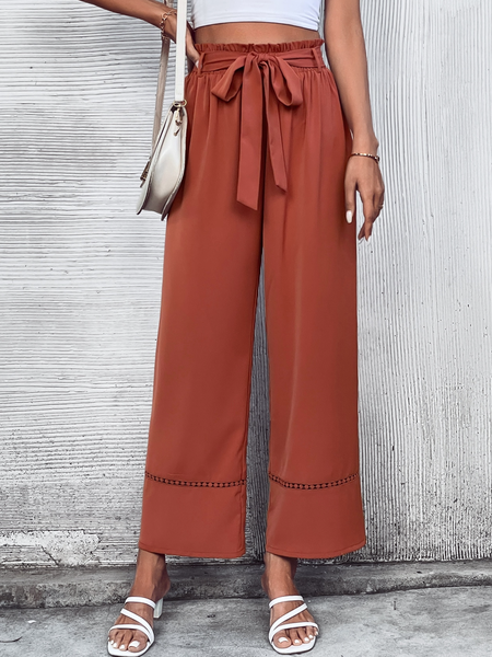 

Plain Casual Loose Elastic Band Pants, Caramel, Pants