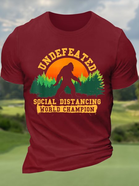 

Men’s Undefeated Social Distancing World Champion Crew Neck Casual T-Shirt, Red, T-shirts
