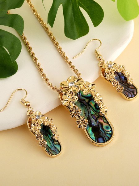 

Fine Jewelry Floral Colorful Shell Necklace Earrings Set, Color1, Necklaces
