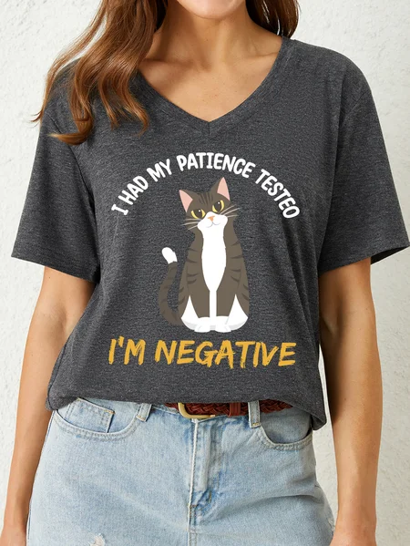 

Lilicloth X Rajib Sheikh I Had My Patience Tested I'm Negative Women's V Neck T-Shirt, Gray, T-shirts