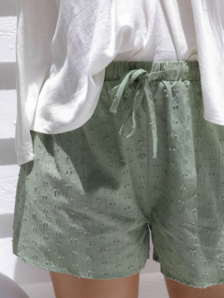 

Casual Cotton And Linen Shorts, Aqua, Shorts