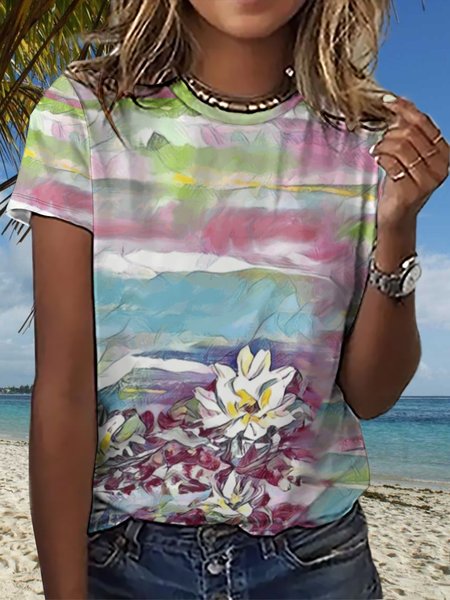 

Lilicloth x Iqs Abstract Art Floral Print Women's T-Shirt, Purple, T-shirts