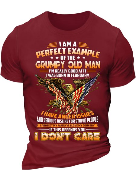 

Men’s I Am A Perfect Example Of The Grumpy Old Man I’m Really Good At It Casual Text Letters T-Shirt, Red, T-shirts