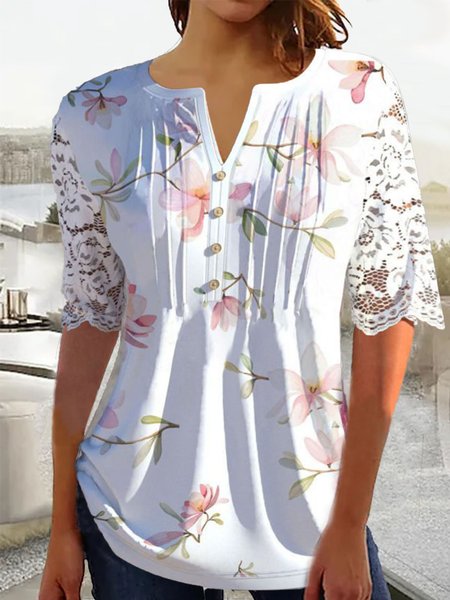 

Floral Elegant Shirt, White, Shirts & Blouses