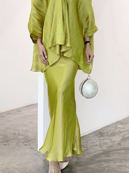 

Regular Fit Elegant Plain Skirt, As picture, Skirts