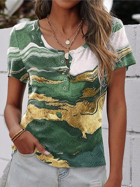 

Regular Fit Ombre Crew Neck Casual T-Shirt, Green, T-Shirts