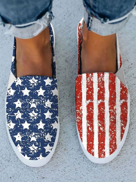 

American Flag Independence Day Soft Comfortable Flats, As picture, Sneakers