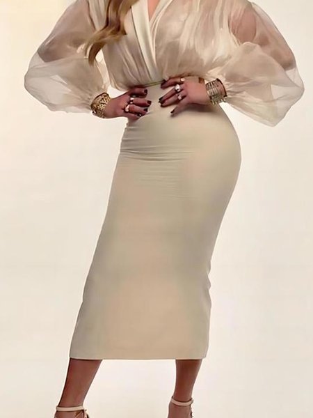 

Plain Tight Elegant Micro-Elasticity Skirt, Apricot, Skirts