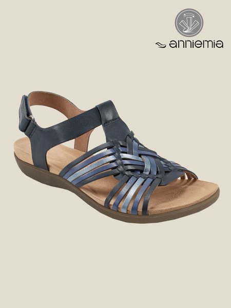 

Blue Contrast Color Stripe Design Casual Soft Sandals, Sandals