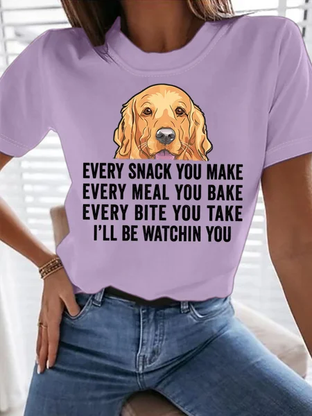 

Women's Every Snack You Make Every Meal You Bake Every Bite You Take I'll Be Watching You Funny Graphic Printing Cotton Casual Text Letters Loose T-Shirt, Purple, T-shirts