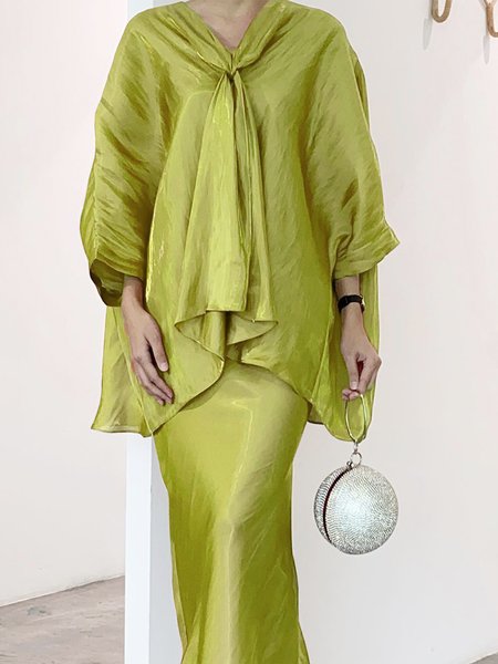 

Loose Elegant Plain Shirt, As picture, Blouses and Shirts