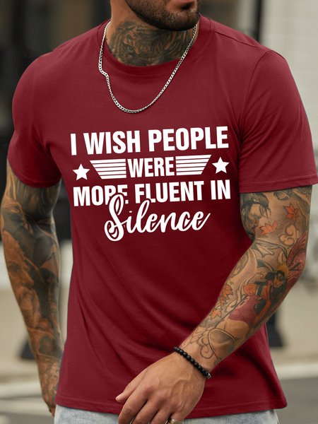 Lilicloth X Y I Wish People Were More Fluent In Silence Men's T-Shirt, Red, T-shirts