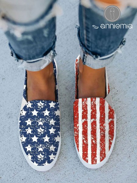 

American Flag Independence Day Soft Comfortable Flats, As picture, Flats