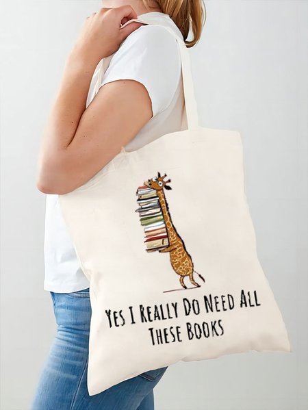 

Women's Funny Word Yes I Really Need These Books Print Text Letters Shopping Tote, White, Bags