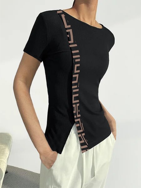 

Tight Urban Crew Neck Short Sleeve T-Shirt, Black, Tees