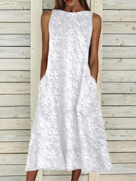 

JFN Cotton-blend Plain Dress, White, Dresses