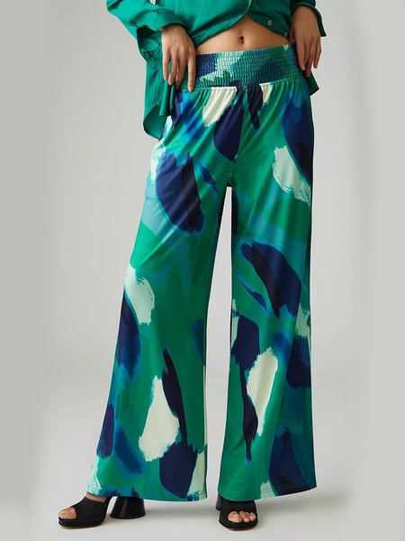 

Vacation Abstract Wide Leg Pants, Green, Pants