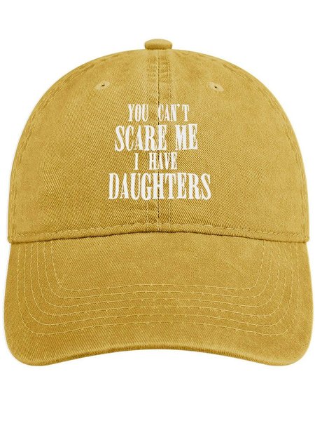 

Men's /Women's You Can‘T Scare Me I Have Daughters Funny Graphic Printing Regular Fit Adjustable Denim Hat, Yellow, Women's Hats