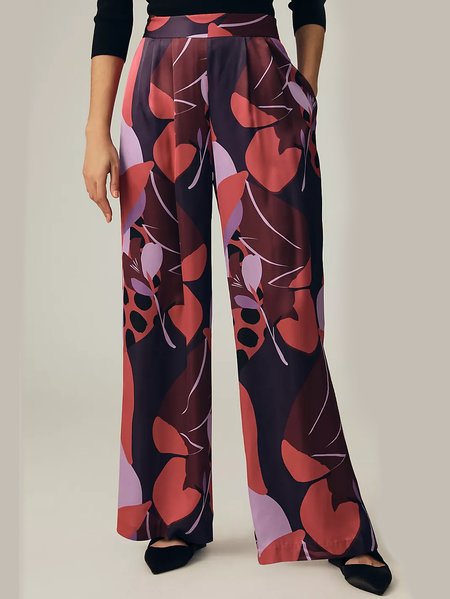 

Vacation Loose Floral Abstract Pants, Multicolor, Pants