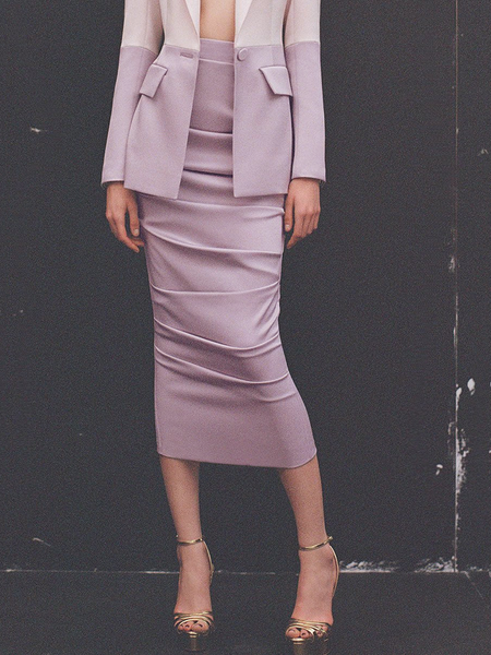 

Elegant Regular Fit Plain Midi Skirt, Pink, Skirts