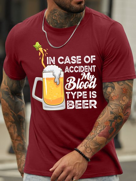 

Lilicloth X Ana In Case Of Accident My Blood Type Is Beer Men's T-Shirt, Red, T-shirts