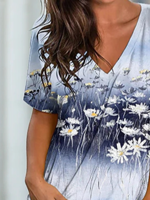

Cotton-Blend Casual Floral T-Shirt, Multicolor, T-Shirts