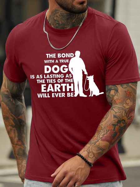 

Lilicloth X Y The Bond With A True Dog Is As The Ties Of The Earth Will Ever Be Men's T-Shirt, Red, T-shirts