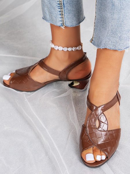 

Women's Block Heel Peep-Toe Ankle Strap Sandals, Deep brown, Sandals