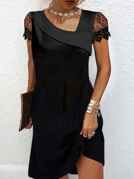 

Urban Plain Knitted Asymmetrical Dress, Black, Dresses