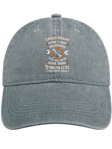 

Men's /Women's Curious Enough To Take It Apart Skilled Enough To Put It Back Together Funny Graphic Printing Regular Fit Adjustable Denim Hat, Light gray, Men's Hats