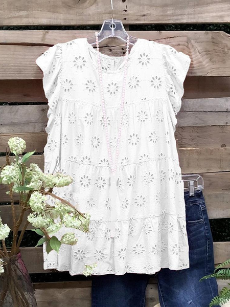 

Cotton And Linen Linen Crew Neck Shirt, White, Shirts & Blouses
