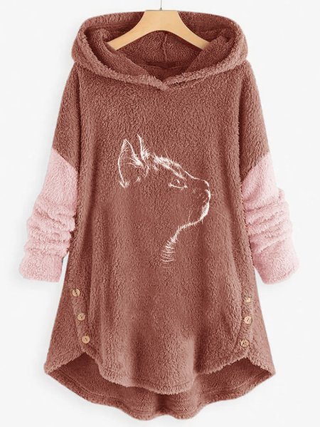 

Casual Cat Fluff Hoodie Sweatshirt, Pink, Hoodies & Sweatshirts