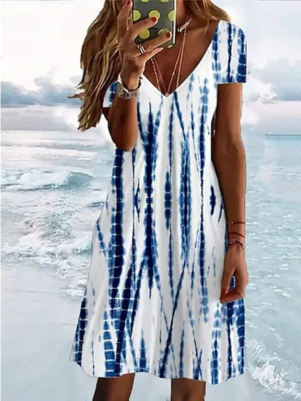 

Regular Fit Casual V Neck Ombre Dress, Blue, Dresses