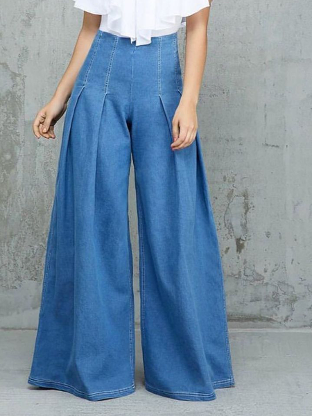 

Urban High Waist Loose Long Wide leg Jeans, Denim blue, Jeans