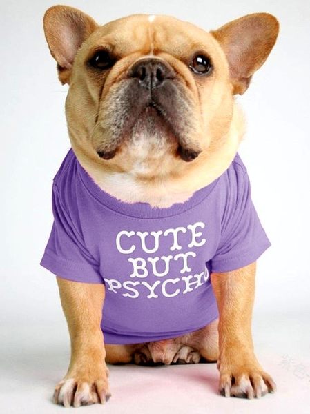 

Lilicloth X Funnpaw Pet Text Letters Print T-shirt, Light purple, Pet Clothes