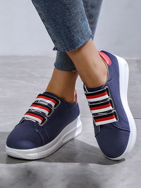 

Contrasting Color Portable Slip-on Shoes, Deep blue, Flats
