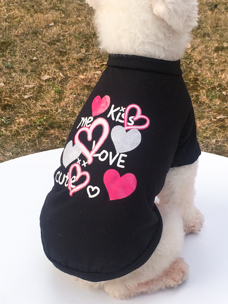 

Lilicloth X Funnpaw Pet Text Letters Print T-shirt, Black, Pet Clothes