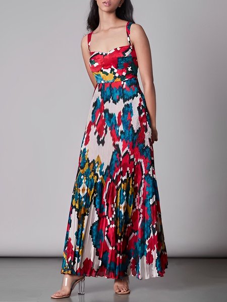 

Vacation Spaghetti Floral Regular Fit Dress, Flower, Maxi Dresses