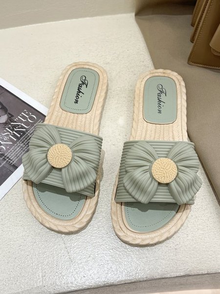 

Bow Waterproof Beach Slippers, Green, Slippers