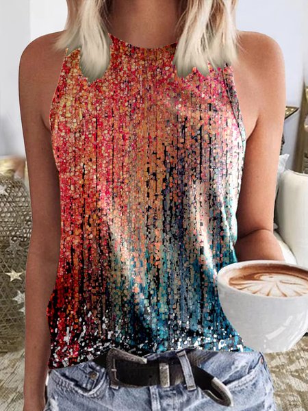 

Regular Fit Casual Halter Ombre Tank Top, Red, Tanks & Camis