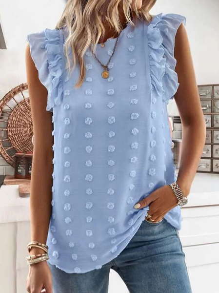 

Crew Neck Casual Plain Loose Tank Top, Blue, Tanks & Camis