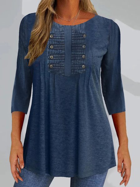 

Others Casual Plain Regular Fit Top, Blue, Shirts & Blouses